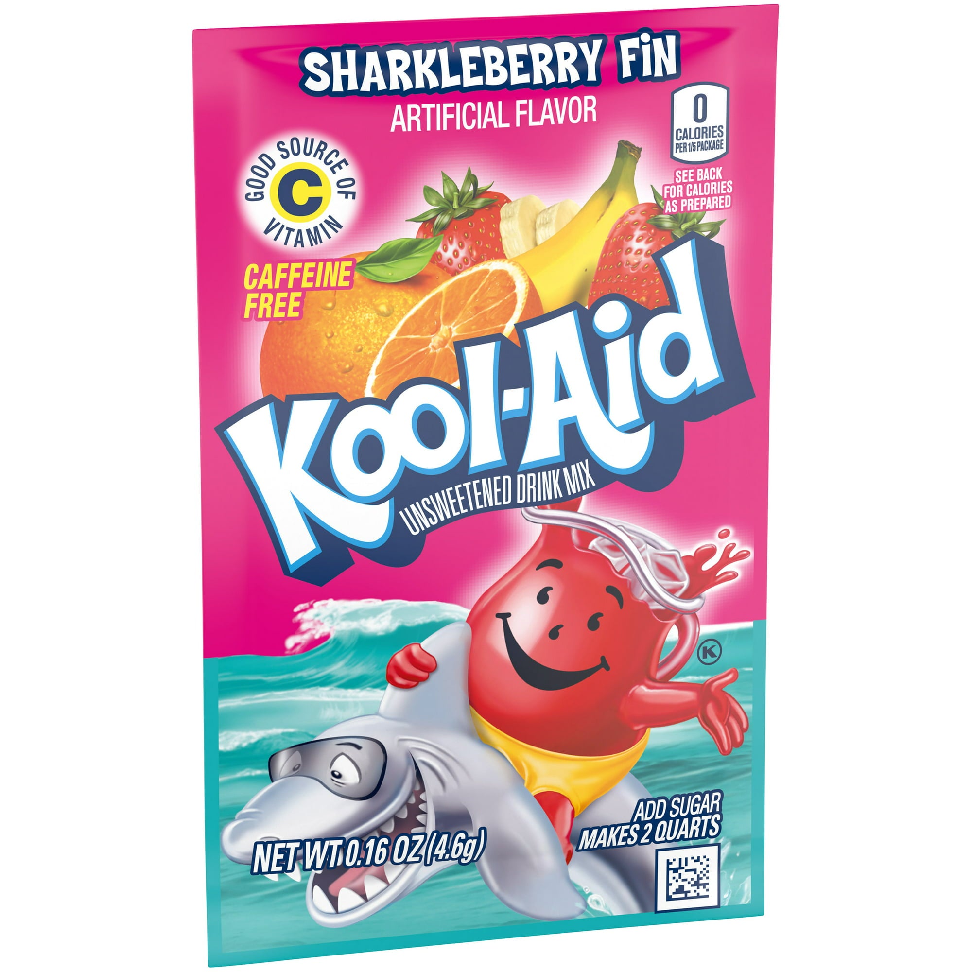 Kool-Aid Unsweetened Sharkleberry Fin Strawberry Orange Punch Artificially Flavored Powdered Soft Drink Mix 0.16 oz Packet