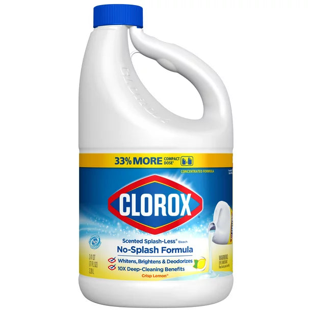 Clorox Splash-Less Liquid Bleach Crisp Lemon - Botella de 77 onzas