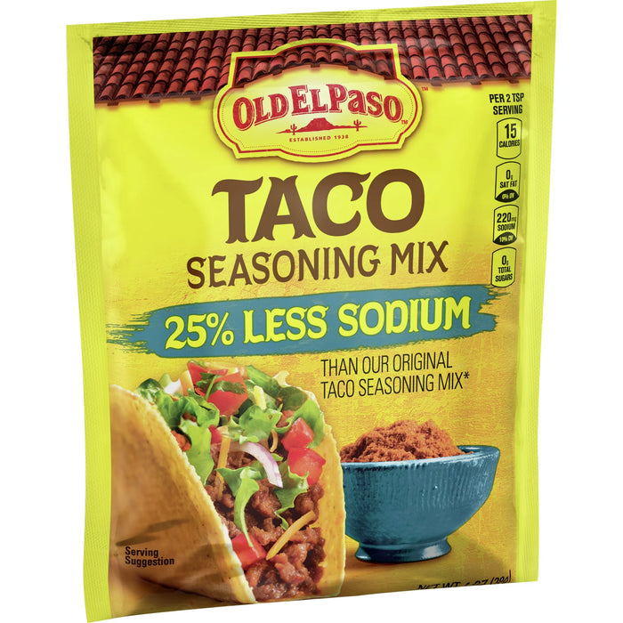 Condimento para tacos Old El Paso 25 % menos de sodio 1 oz.