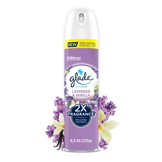 Glade Aerosol Spray Ambientador Lavanda y Vainilla Scent 8.3 oz