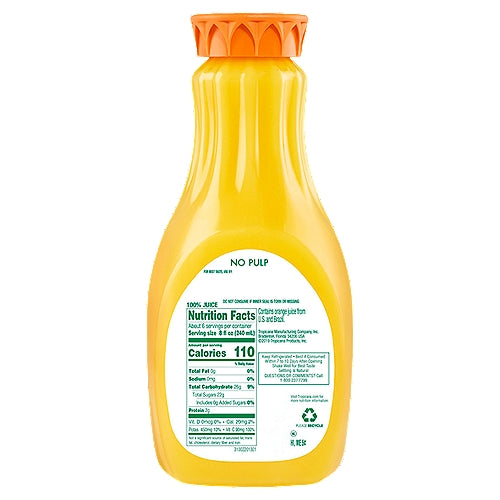 Tropicana Original No Pulp 100% Orange Juice 52 fl oz