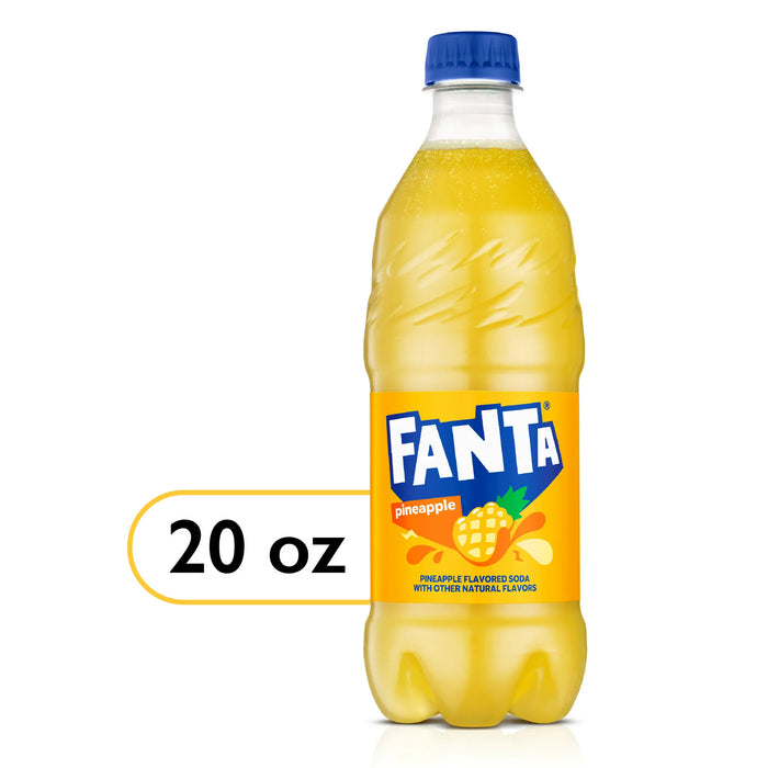 Fanta Piña Fruit Soda Pop Botella de 20 fl oz