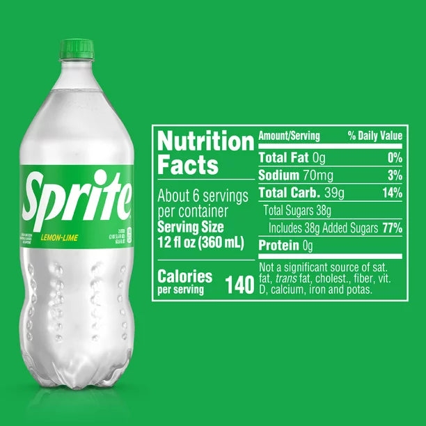 Sprite Lemon Lime Soda Pop Botella 2 Litros