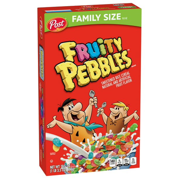 Post Fruity PEBBLES Cereal Fruity Kids Cereal sin gluten Caja de tamaño familiar de 19.5 oz