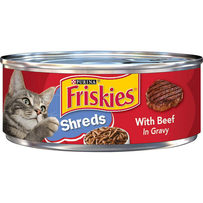 Friskies Shreds Beef in Gravy Wet Cat Food lata de 5.5 oz