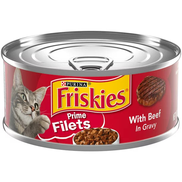 Friskies Gravy Wet Cat Food Prime Filets With Beef in Gravy 5.5 oz. Can