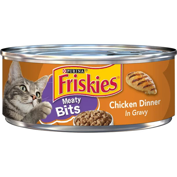 Friskies Gravy Wet Cat Food Meaty Bits Chicken Dinner 5.5 oz. Can