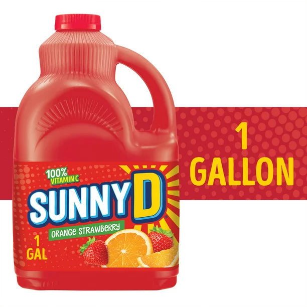 SUNNYD Bebida de jugo de naranja y fresa Botella de 1 galón
