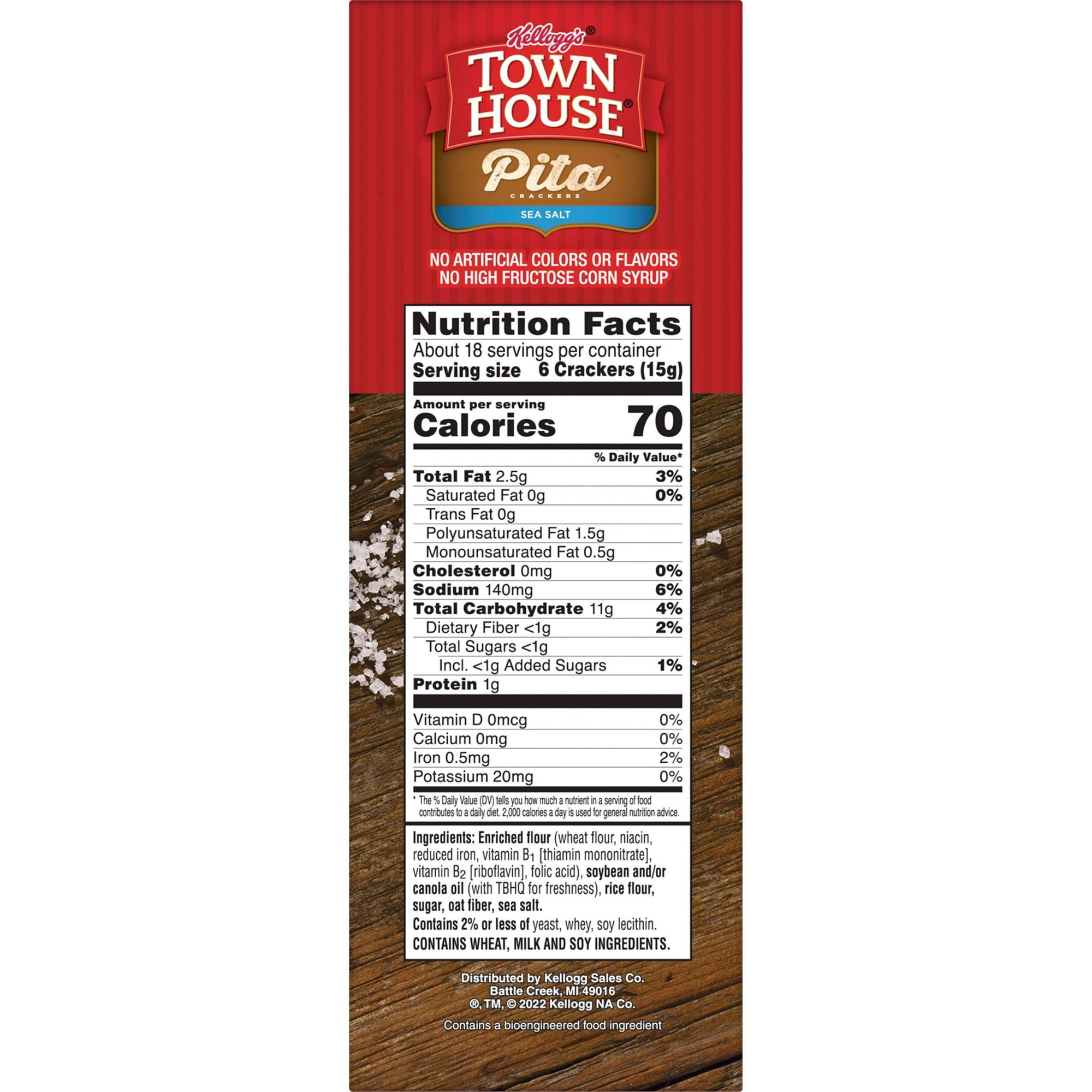 Town House Pita Sea Salt Oven Baked Crackers 9.5 oz