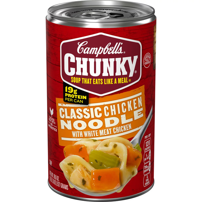 Sopa gruesa de Campbell's lista para servir sopa de fideos con pollo lata de 18.6 oz