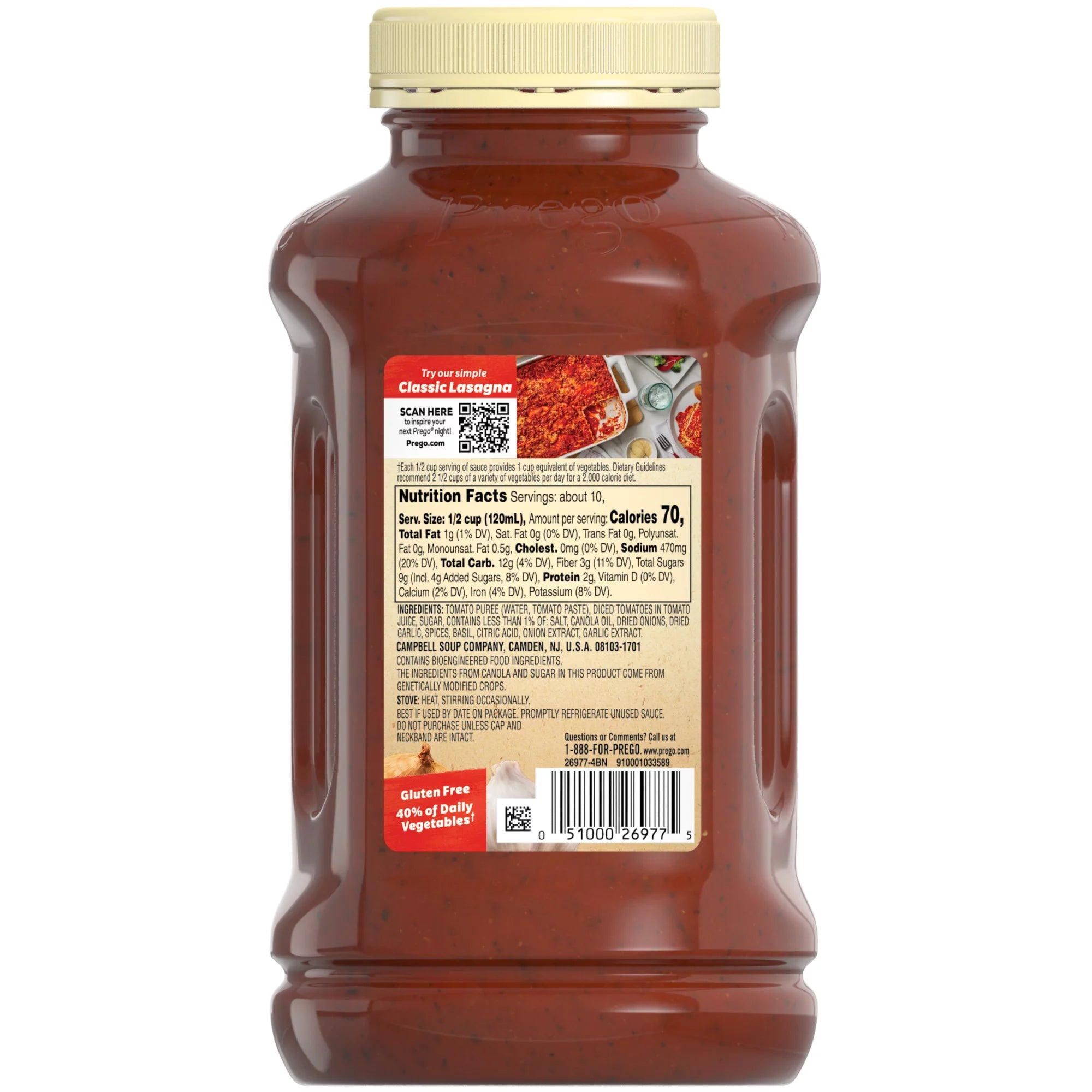 Prego Traditional Spaghetti Sauce 45 Oz Jar