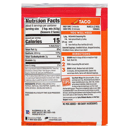 McCormick Hot Taco Seasoning Mix 1 oz