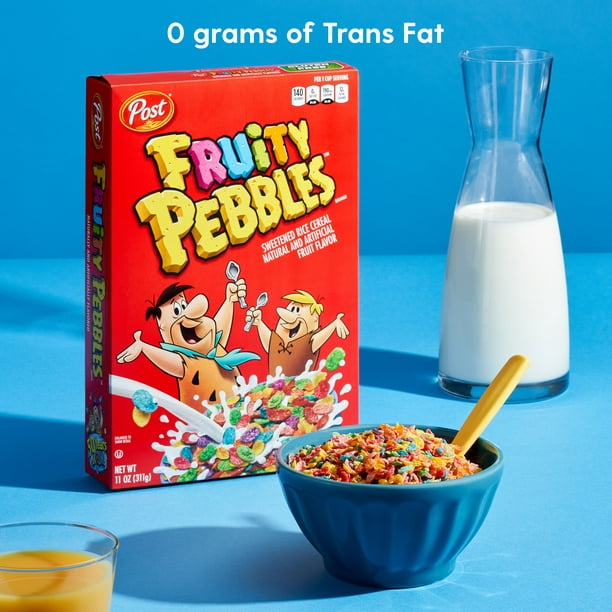 Post Fruity PEBBLES Desayuno Cereal Sin Gluten 10 Vitaminas y Minerales Desayuno Snacks Cereal de Arroz Endulzado 11 Oz