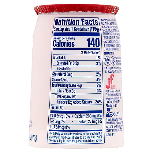 La Yogurt Probiotic Strawberry Fruit Cup Blended Lowfat Yogurt 6 oz