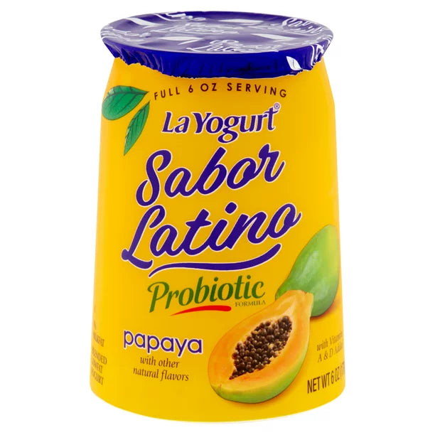 La Yogurt Sabor Latino Probiótico Papaya Blended Yogurt Bajo en Grasa 6 oz