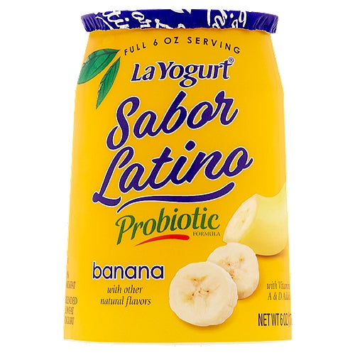 La Yogurt Sabor Latino Probiotic Banana Blended Yogurt Bajo en Grasa 6 oz