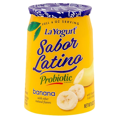 La Yogurt Sabor Latino Probiotic Banana Blended Yogurt Bajo en Grasa 6 oz
