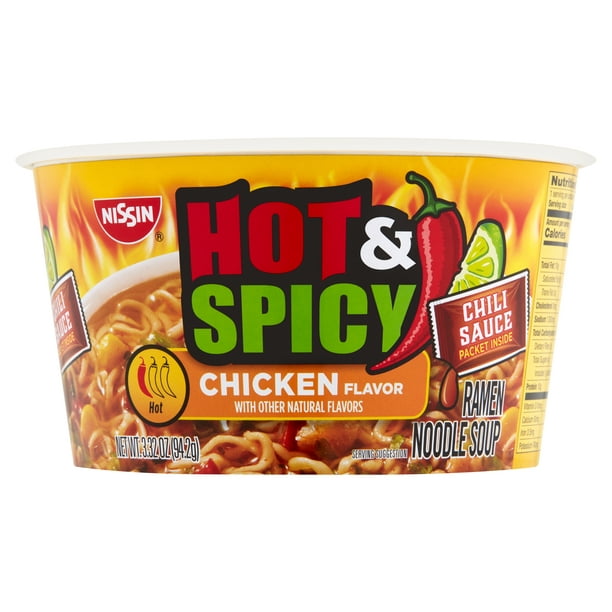 Nissin Bowl Noodles Hot & Spicy Chicken Flavor Ramen Noodle Soup 3.32 Oz