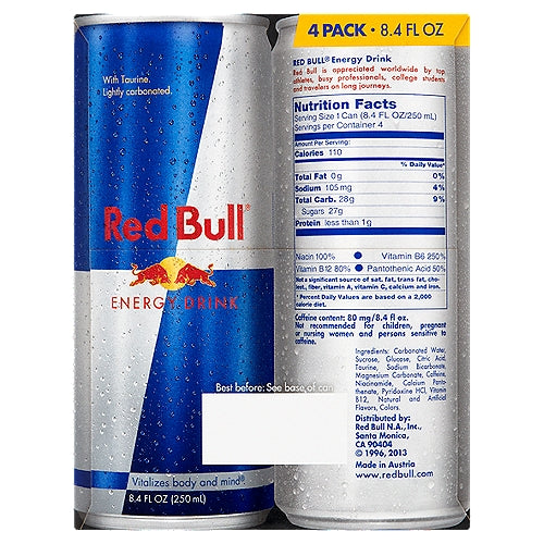 Red Bull Energy Drink 8.4 fl oz 4 unidades