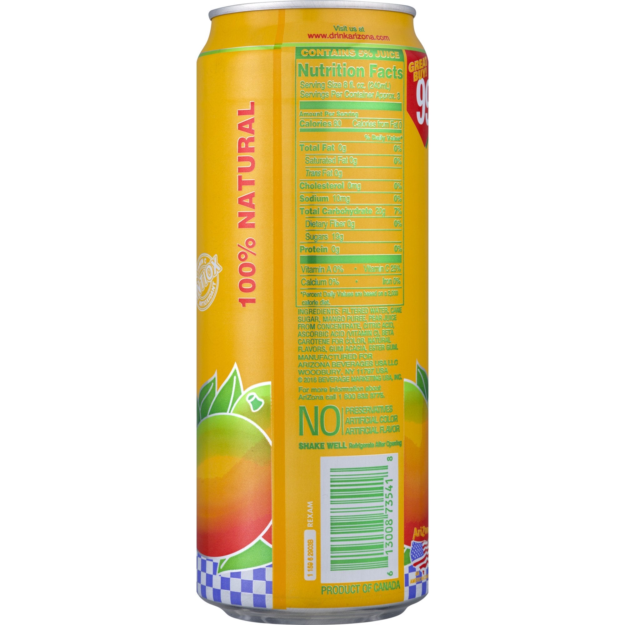 Arizona Mucho Mango Fruit Juice Cocktail 23 Fl. Oz.