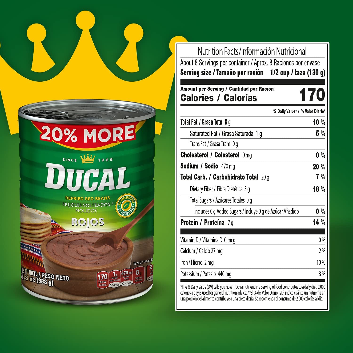 Ducal Refried Red Beans 34.8 OZ