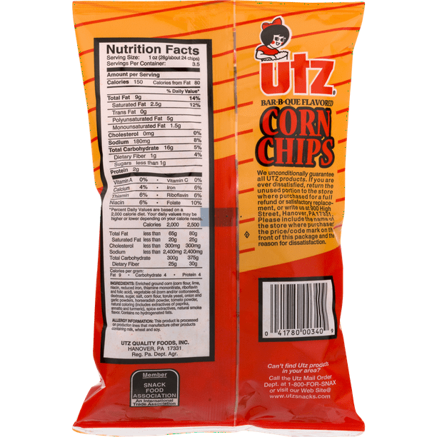 Utz Corn Chips Bar-B-Que 3.5 OZ
