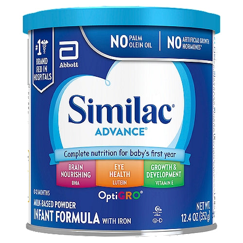 Similac® Advance®* Fórmula en polvo para bebés con hierro DHA Luteína Lata de 12.4 oz