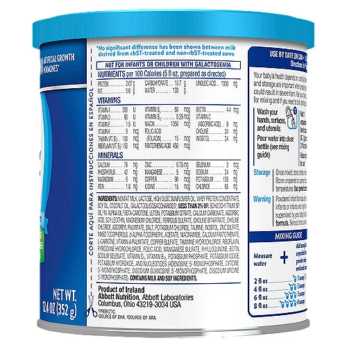 Similac® Advance®* Fórmula en polvo para bebés con hierro DHA Luteína Lata de 12.4 oz