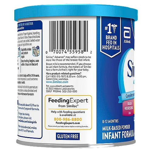 Similac® Advance®* Powder Baby Formula with Iron DHA Lutein 12.4-oz Can
