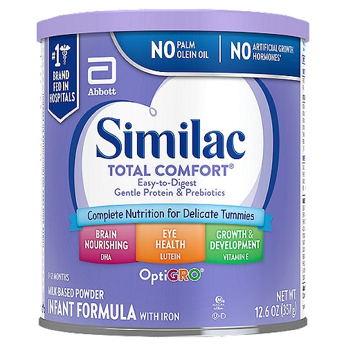 Similac Total Comfort OptiGro Fórmula infantil en polvo a base de leche con hierro 0-12 meses 12.6 oz