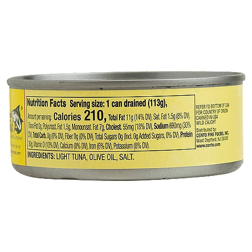 CENTO Solid Pack Light Tuna in Olive Oil 5 oz