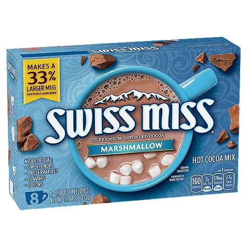 Mezcla de cacao caliente Swiss Miss Chocolate con malvaviscos, 8 unidades