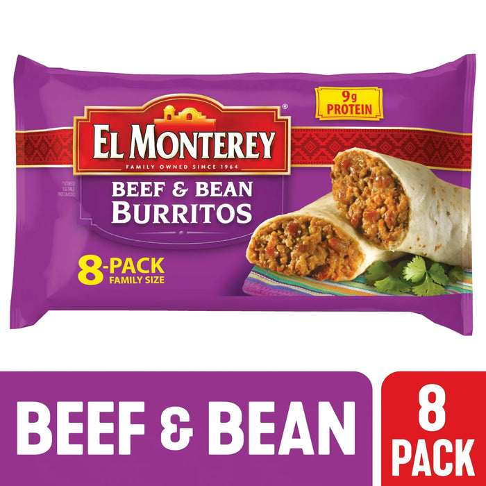 El Monterey Beef &amp; Bean Burritos 32 oz 8 Count (Congelado)