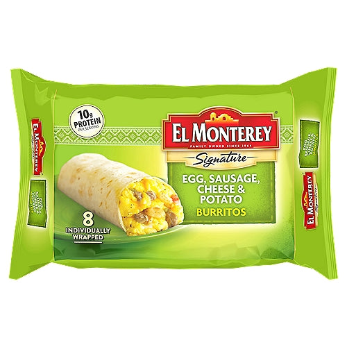 El Monterey Signature Egg Sausage Cheese & Potato Burritos 8 count 36 oz