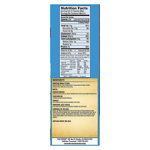 El Monterey Taquitos de Pollo y Queso 20 unidades 20 oz