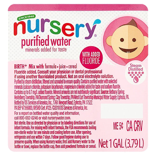 Nursery Purified Water Birth+ 1 gal