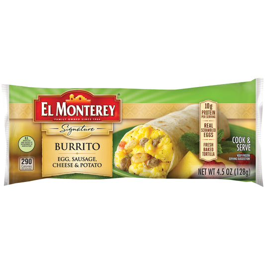 El Monterey Burrito 4.5 oz Egg Sausage Cheese & Potato