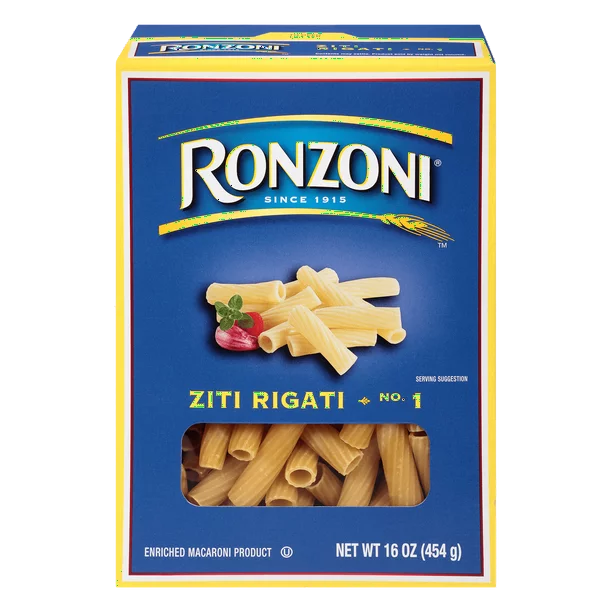 Ronzoni Ziti Rigati 16 oz Pasta en tubo acanalado Sin OGM