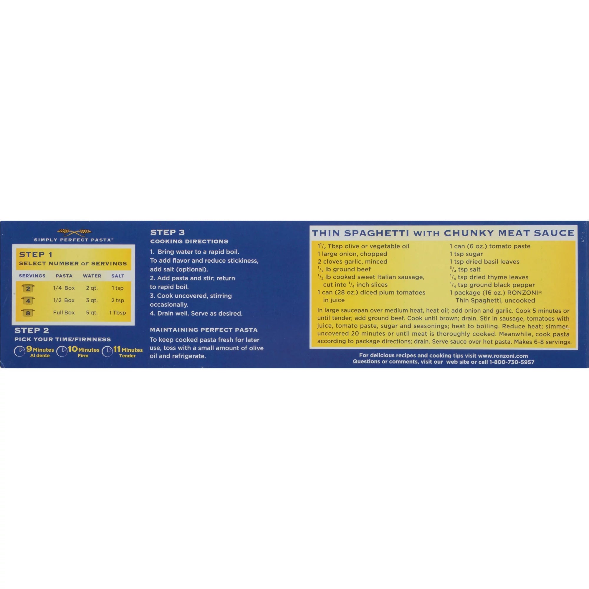 Ronzoni Thin Spaghetti 16 oz Non-GMO Vegetarian Pasta