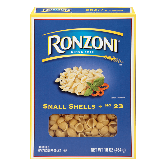 Ronzoni Small Shells 16 oz Conchiglie Pasta Non-GMO