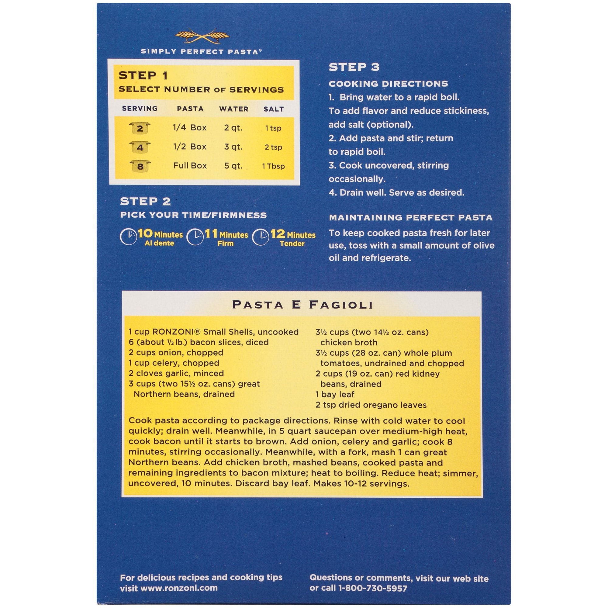 Ronzoni Small Shells 16 oz Conchiglie Pasta Non-GMO