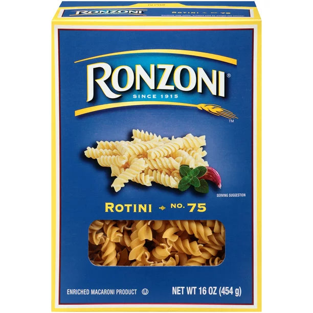 Ronzoni Rotini Pasta con sacacorchos en espiral de 16 oz para platos fríos o calientes Vegetariano sin OMG