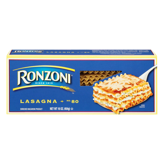 Ronzoni Lasagna 16 oz Pasta sin OMG para horneados en capas y rollitos