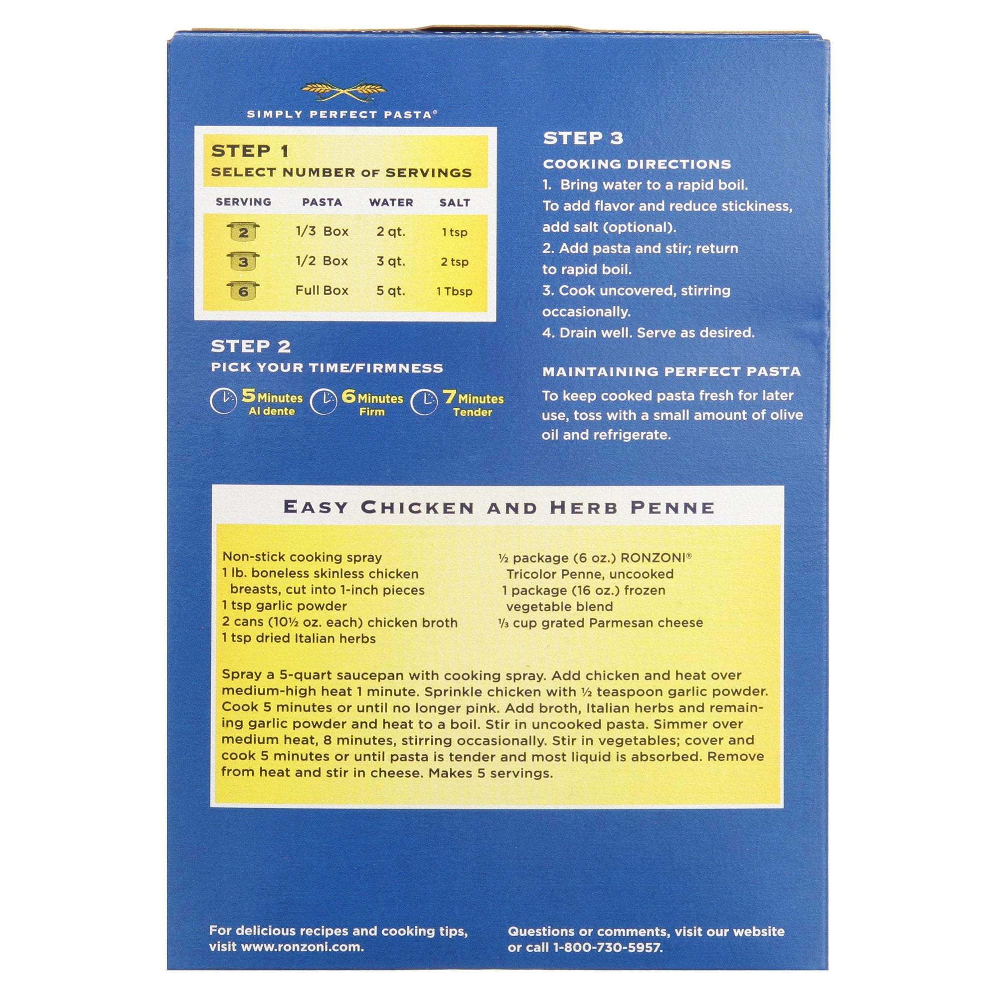 Ronzoni Tricolor Penne No. 54 Pasta 12 oz