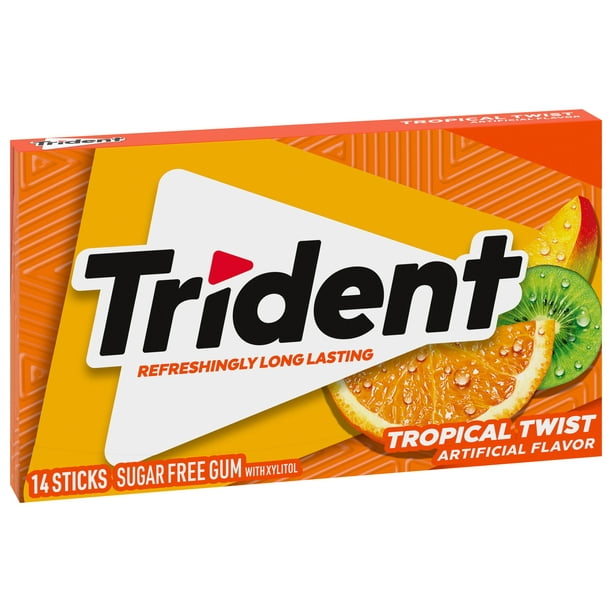 Chicles Trident Tropical Twist Sin Azúcar 14 Piezas