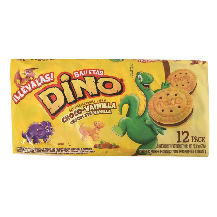Dino Cookies Sandwich Choco Vainilla 12 Pack 20.31 Oz