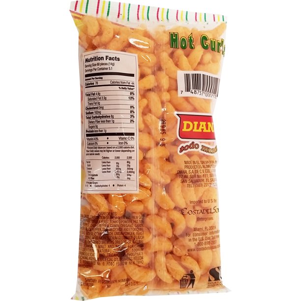 Prodiana Hot Curl Snack 2.53 oz - Maiz Chino Picante (Paquete de 1)