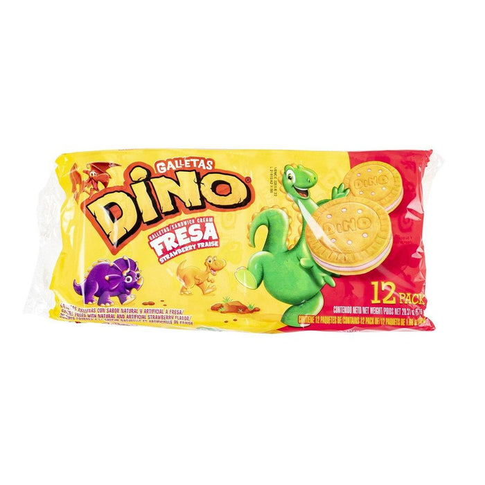 Dino Cookies Sandwich Fresa 12 Pack 20.31 Oz