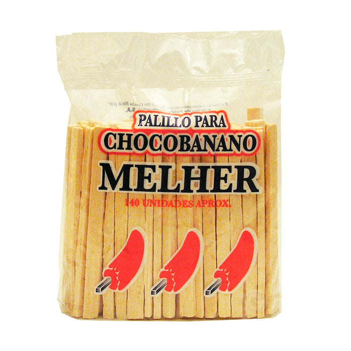 Palitos De Madera Melher 140 Unidades - Palitos Para Chocobanano (Pack de 1)