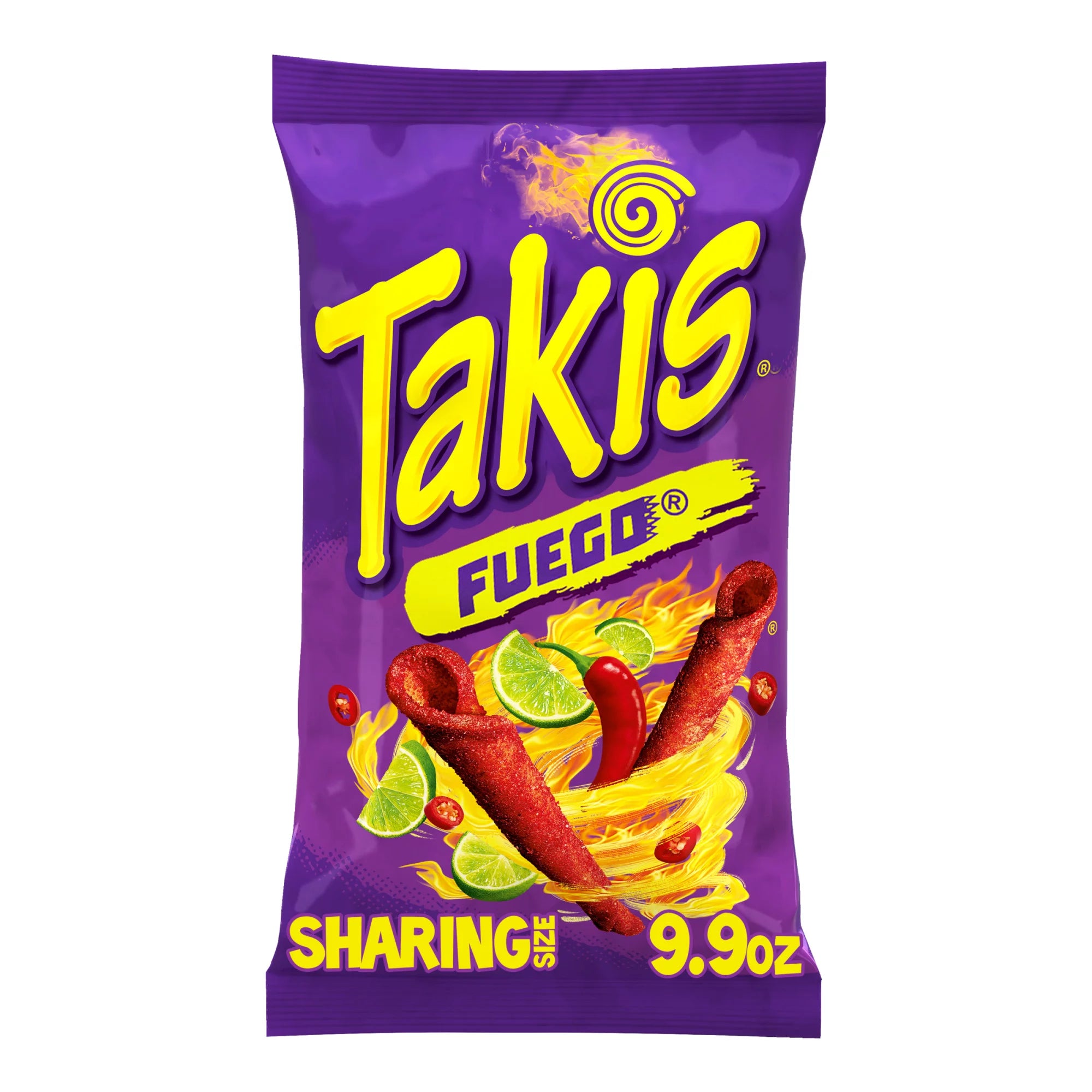Takis Fuego Rolled Tortilla Chips Hot Chili Pepper y Lima con sabor artificial bolsa de 9.9 onzas